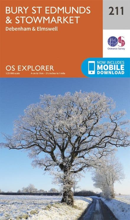 OS Explorer 211 - Bury St Edmunds, Stowmarket, Debenham & Elmswell