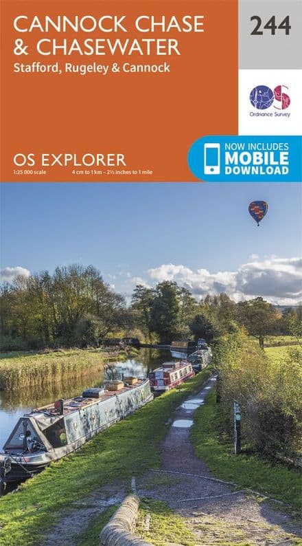OS Explorer 244 - Cannock Chase & Chasewater, Stafford, Rugeley & Cannock
