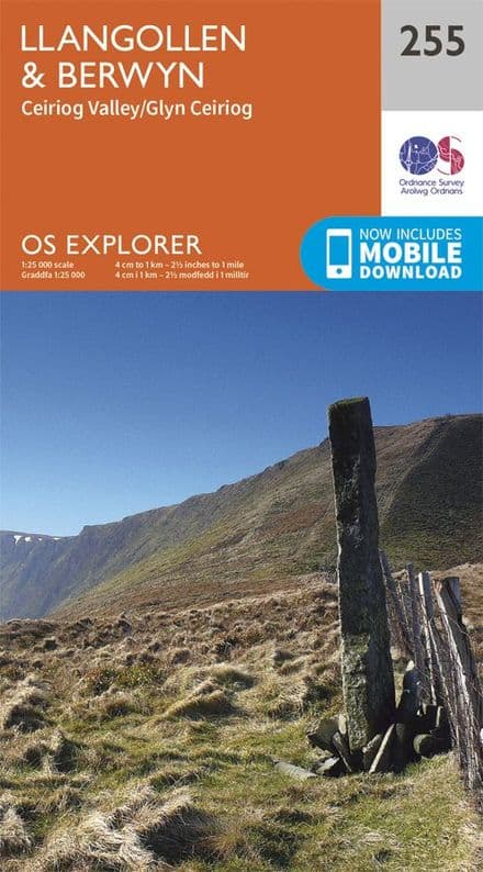 OS Explorer 255 - Llangollen & Berwyn Ceiriog Valley / Glyn Ceiriog