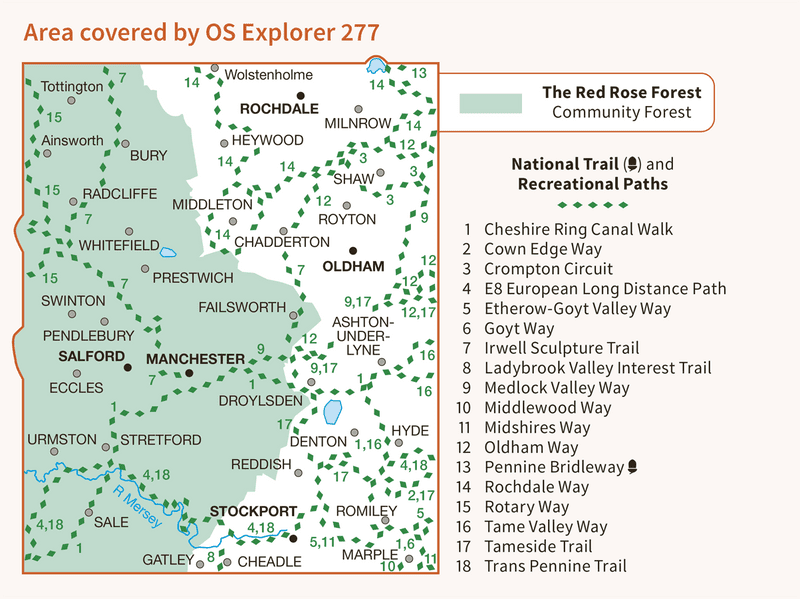 Manchester Trans Pennine Trail Cycle OS Explorer 277 Manchester