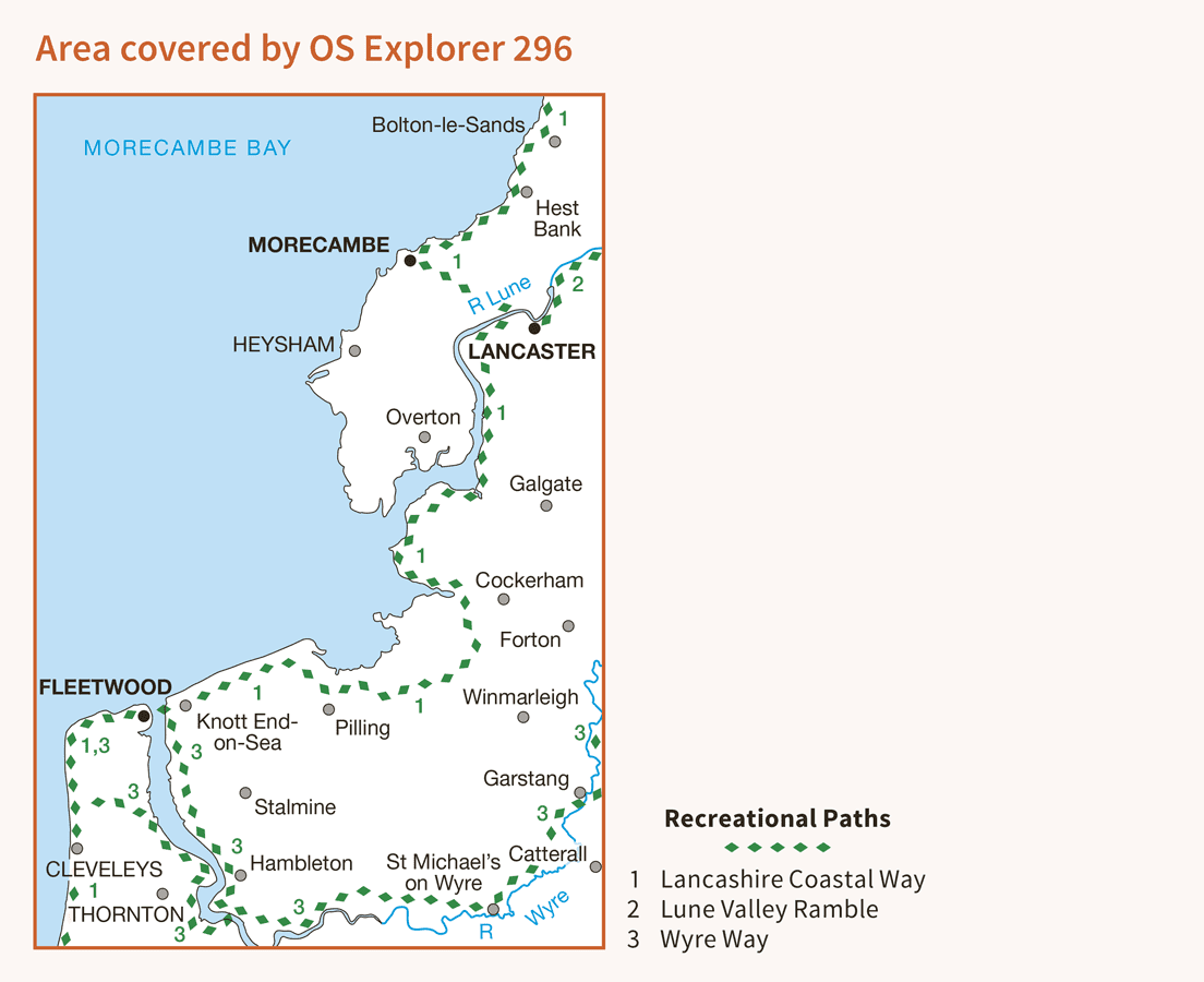 OS Explorer 296 - Lancaster Morecombe and Fleetwood