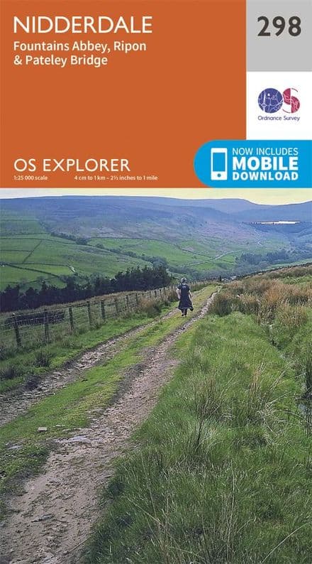 OS Explorer 298 - Nidderdale, Fountains Abbey, Ripon and Pateley Bridge