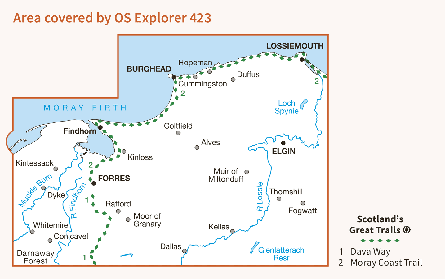 OS Explorer 423 Elgin Forres & Lossiemouth