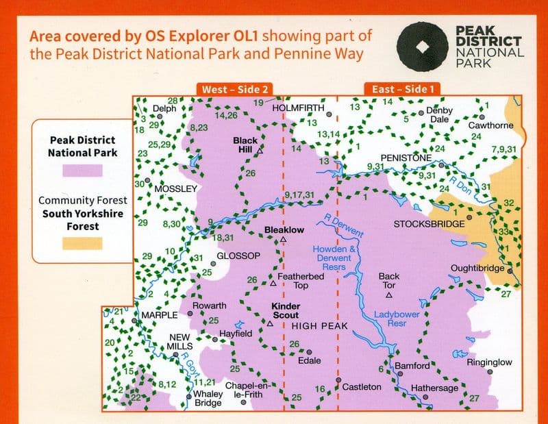 Peak District Appena Ordnance Survey Sheet Map Folded - Foto 9