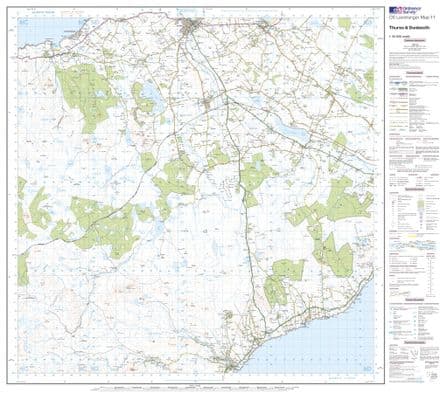 OS Landranger 011 - Thurso & Dunbeath - FLAT Rolled in a Tube