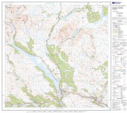 OS Landranger 016 - Lairg & Loch Shin, Loch Naver - FLAT Rolled in a Tube