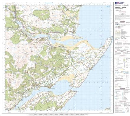 OS Landranger 021 - Dornoch & Alness, Invergordon & Tain - FLAT Rolled in a Tube