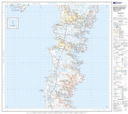 OS Landranger 022 - Benbecula & South Uist - FLAT Rolled in a Tube