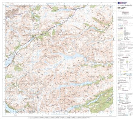 OS Landranger 025 - Glen Carron & Glen Affric - FLAT Rolled in a Tube