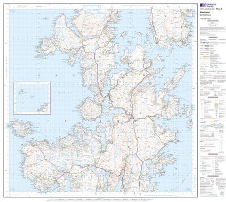 OS Landranger 03 - Shetland - North Mainland - FLAT Rolled in a Tube