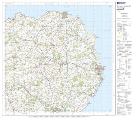 OS Landranger 030 - Fraserburgh, Peterhead & Ellon - FLAT Rolled in a Tube