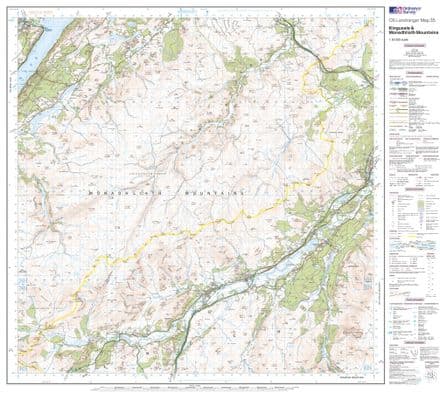 OS Landranger 035 - Kingussie & Monadhliath Mountains - FLAT Rolled in a Tube