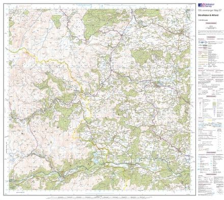 OS Landranger 037 - Strathdon & Alford - FLAT Rolled in a Tube