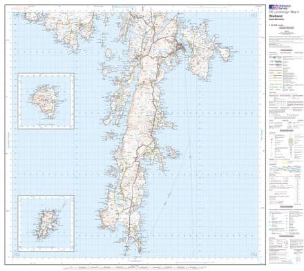 OS Landranger 04 - Shetland - South Mainland - FLAT Rolled in a Tube