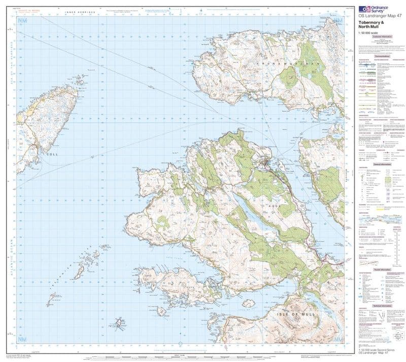 OS Landranger 047 - Tobermory & North Mull - FLAT Rolled in a Tube