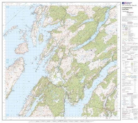OS Landranger 055 - Lochgilphead & Loch Awe - FLAT Rolled in a Tube