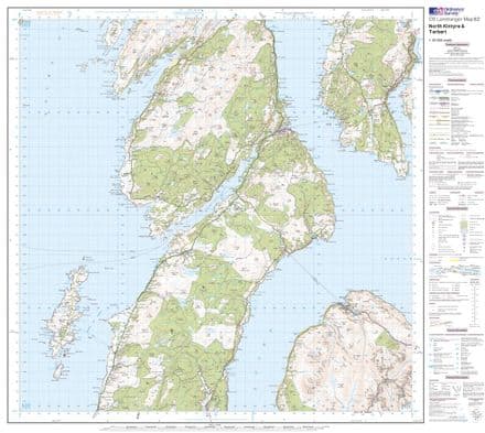 OS Landranger 062 - North Kintyre & Tarbert - FLAT Rolled in a Tube