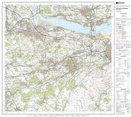 OS Landranger 065 - Falkirk & Linlithgow, Dunfermline - FLAT Rolled in a Tube