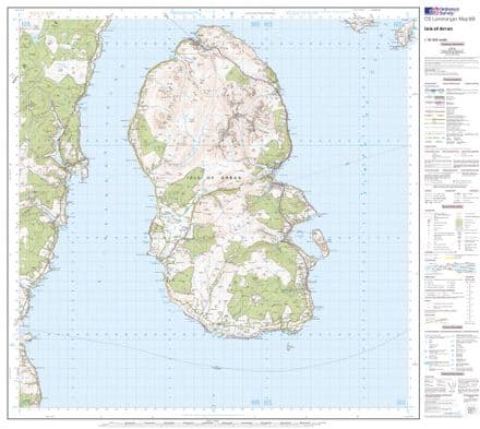 OS Landranger 069 - Isle of Arran - FLAT Rolled in a Tube
