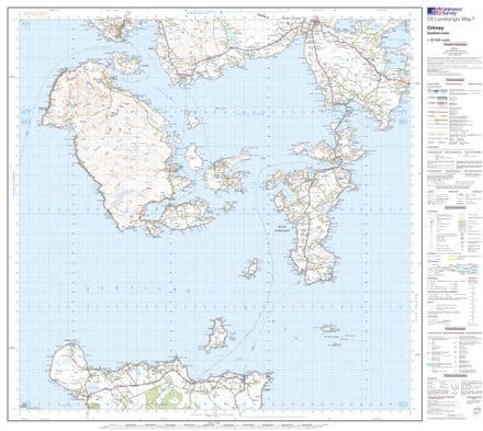 OS Landranger 07 - Orkney - Southern Isles - FLAT Rolled in a Tube