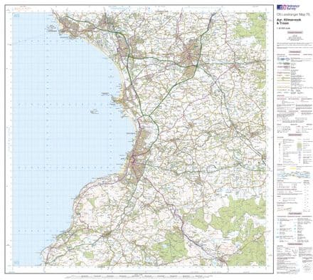 OS Landranger 070 - Ayr, Kilmarnock & Troon - FLAT Rolled in a Tube