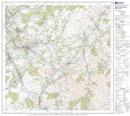 OS Landranger 072 - Upper Clyde Valley, Biggar & Lanark - FLAT Rolled in a Tube