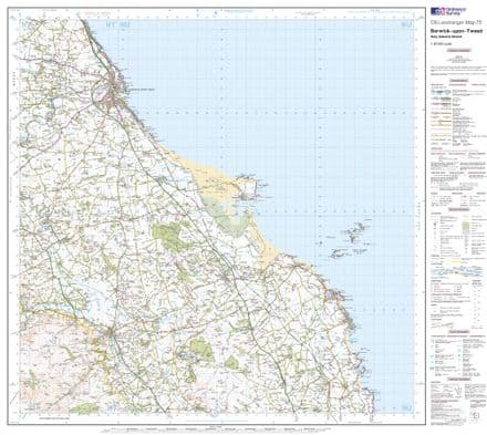OS Landranger 075 - Berwick-upon-Tweed - FLAT Rolled in a Tube