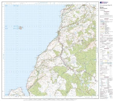 OS Landranger 076 - Girvan, Ballantrae & Barrhill - FLAT Rolled in a Tube