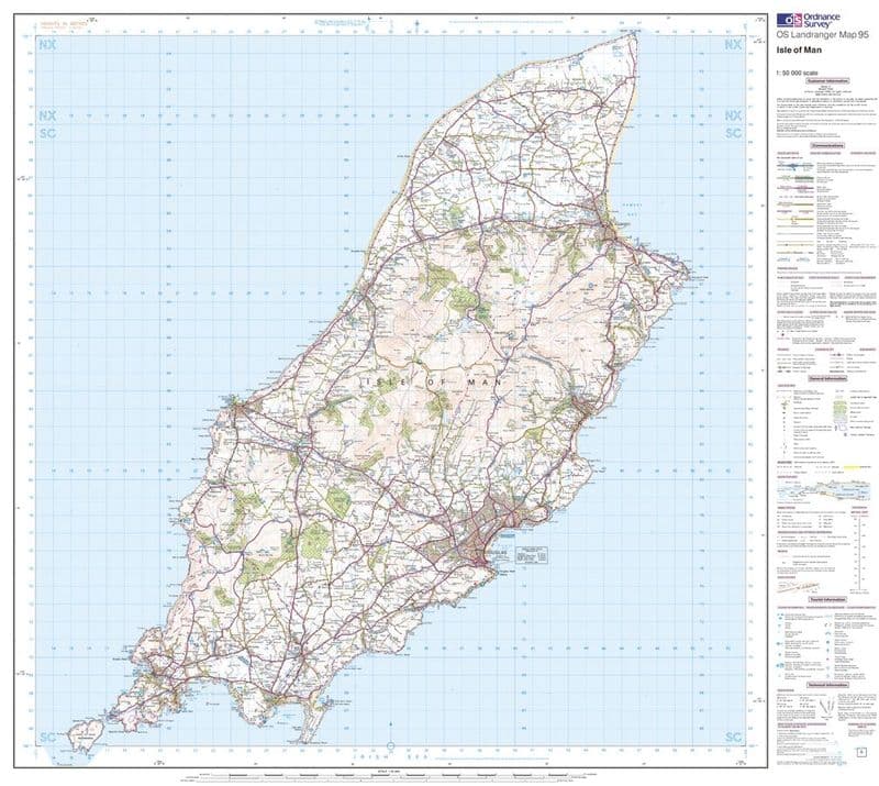 OS Landranger 095 - Isle of Man - FLAT Rolled in a Tube