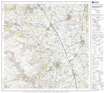 OS Landranger 099 - Northallerton & Ripon, Pateley Bridge & Leyburn - FLAT Rolled in a Tube