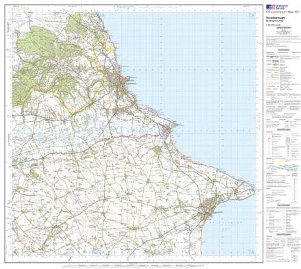 OS Landranger 101 - Scarborough, Bridlington & Filey - FLAT Rolled in a Tube