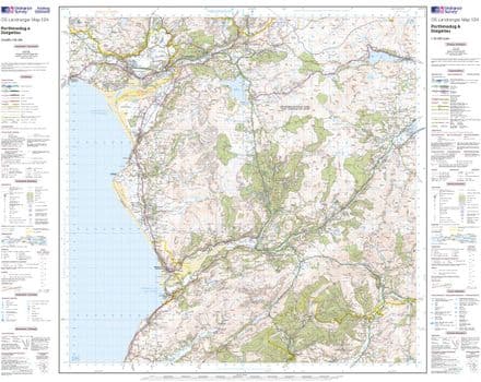 OS Landranger 124 - Porthmadog & Dolgellau - FLAT Rolled in a Tube
