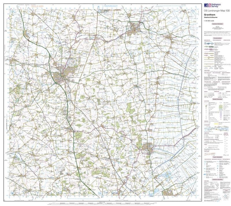 OS Landranger 129 - Nottingham & Loughborough, Melton Mowbray - FLAT Rolled in a Tube