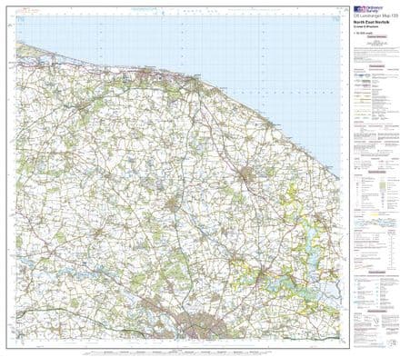 OS Landranger 133 - North East Norfolk, Cromer & Wroxham - FLAT Rolled in a Tube
