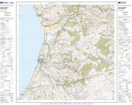 OS Landranger 135 - Aberystwyth & Machynlleth - FLAT Rolled in a Tube