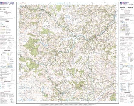 OS Landranger 136 - Newtown & Llanidloes - FLAT Rolled in a Tube