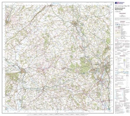 OS Landranger 138 - Kidderminster & Wyre Forest - FLAT Rolled in a Tube (25)