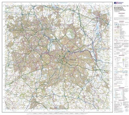 OS Landranger 139 - Birmingham & Wolverhampton - FLAT Rolled in a Tube
