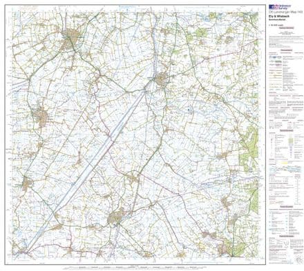OS Landranger 143 - Ely & Wisbech, Downham Market - FLAT Rolled in a Tube
