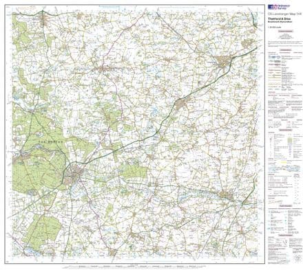 OS Landranger 144 - Thetford & Diss, Breckland & Wymondham - FLAT Rolled in a Tube