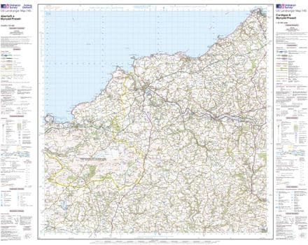 OS Landranger 145 - Cardigan & Mynydd Preseli - FLAT Rolled in a Tube