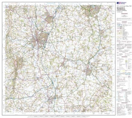 OS Landranger 150 - Worcester & The Malverns, Evesham & Tewkesbury - FLAT Rolled in a Tube