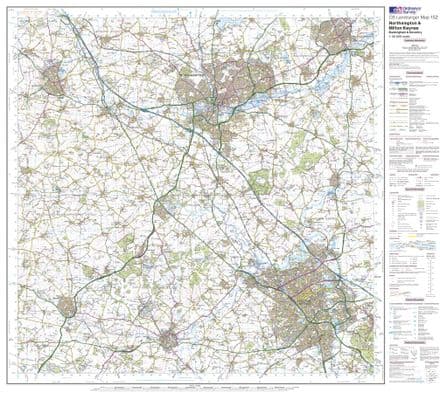 OS Landranger 152 - Northampton, Milton Keynes,Buckingham & Daventry - FLAT Rolled in a Tube