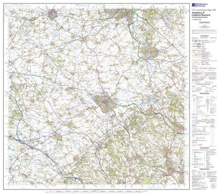 OS Landranger 165 - Aylesbury, Leighton Buzzard, Thame & Berkhamstead - FLAT Rolled in a Tube