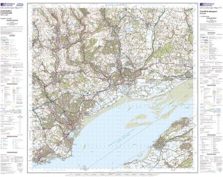 OS Landranger 171 - Cardiff & Newport, Pontypool - FLAT Rolled in a Tube