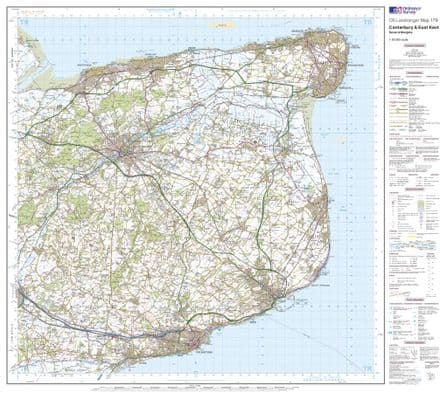 OS Landranger 179 - Canterbury & East Kent, Dover & Margate - FLAT Rolled in a Tube