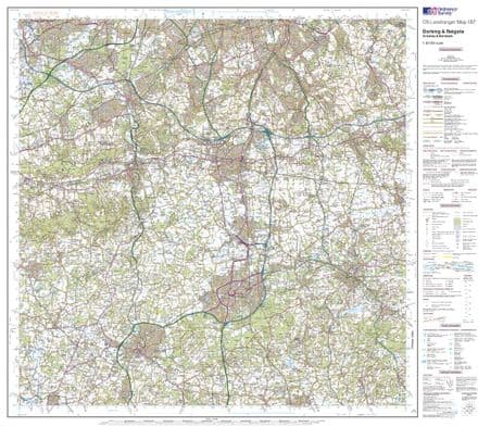 OS Landranger 187 - Dorking, Reigate & Crawley - FLAT Rolled in a Tube