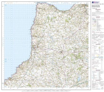 OS Landranger 190 - Bude & Clovelly, Boscastle & Holsworthy - FLAT Rolled in a Tube