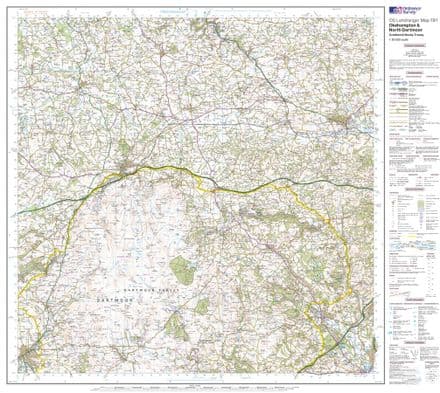 OS Landranger 191 - Okehampton & North Dartmoor - FLAT Rolled in a Tube