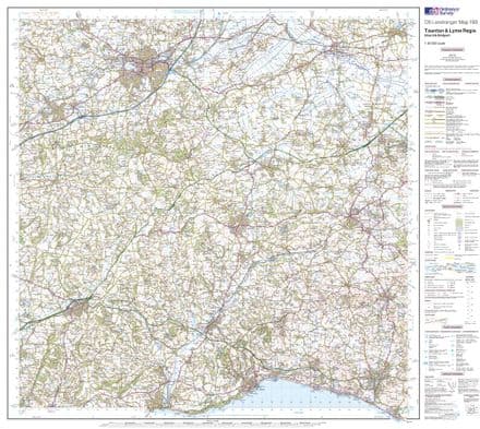 OS Landranger 193 - Taunton & Lyme Regis, Chard & Bridport - FLAT Rolled in a Tube